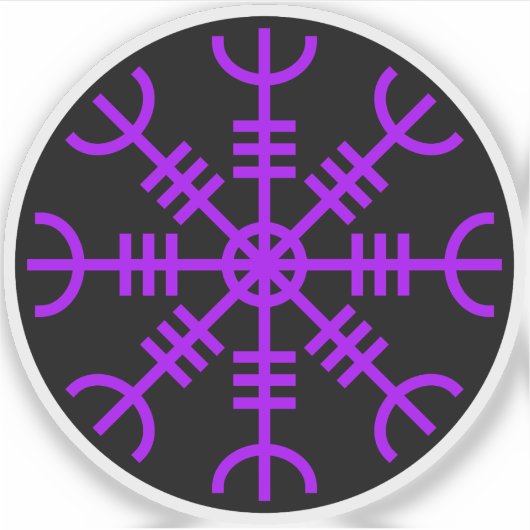 De helm van ontzag - Aegishjalmur (paarse op zwart Sticker (Voorkant)