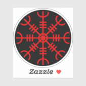 De helm van ontzag - Aegishjalmur (rood op zwart) Sticker (Vel)
