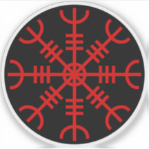 De helm van ontzag - Aegishjalmur (rood op zwart)