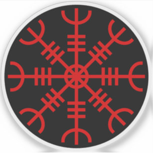 De helm van ontzag - Aegishjalmur (rood op zwart) Sticker