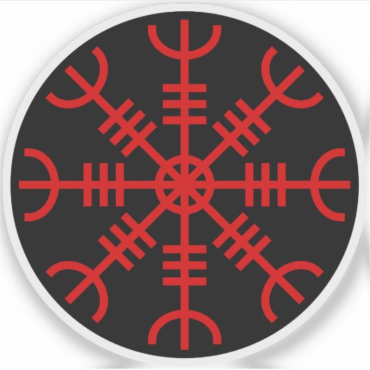 De helm van ontzag - Aegishjalmur (rood op zwart) Sticker (Voorkant)
