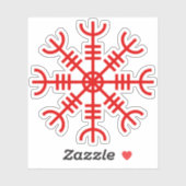 De helm van ontzag - Aegishjalmur (rood) Sticker (Vel)