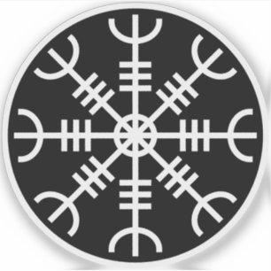De helm van ontzag - Aegishjalmur (wit op zwart) Sticker