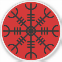 De helm van ontzag - Aegishjalmur (zwart op rood)