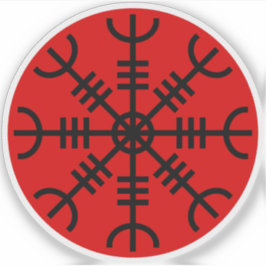 De helm van ontzag - Aegishjalmur (zwart op rood) Sticker