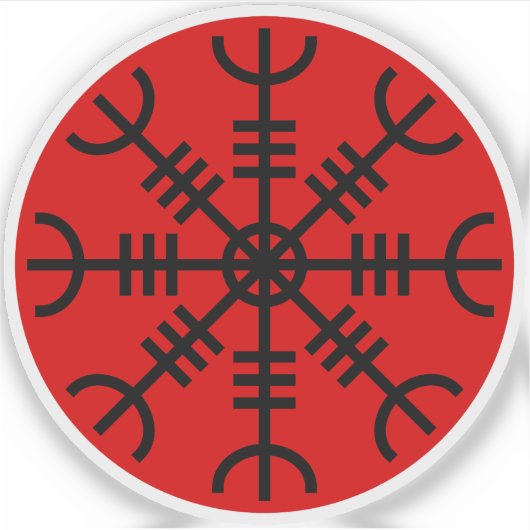 De helm van ontzag - Aegishjalmur (zwart op rood) Sticker (Voorkant)