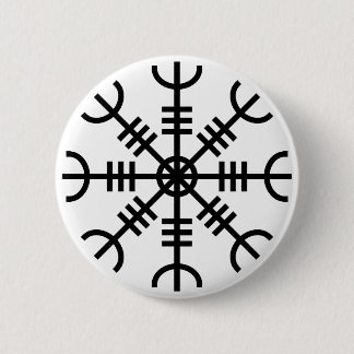 De helm van ontzag - Aegishjalmur (zwart) Ronde Button 5,7 Cm