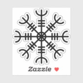 De helm van ontzag - Aegishjalmur (zwart) Sticker (Vel)