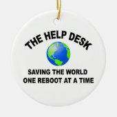 De helpdesk - de wereld redden keramisch ornament (Voorkant)