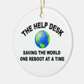 De helpdesk - de wereld redden keramisch ornament (Links)