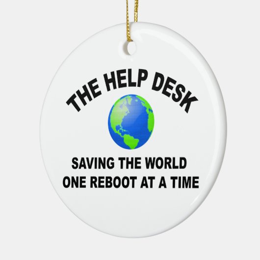 De helpdesk - de wereld redden keramisch ornament (Links)