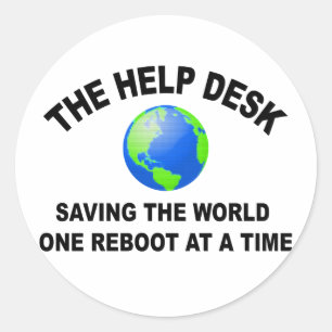 De helpdesk - de wereld redden ronde sticker