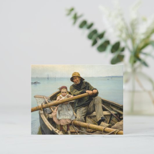 De helpende hand, 1881 door Emile Renouf Briefkaart (Staand voorkant)