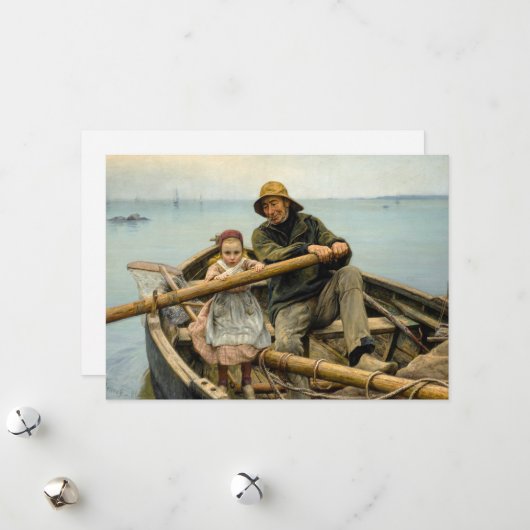 De helpende hand, 1881 door Emile Renouf Feestdagenkaart (Voorkant / Achterkant in situ)