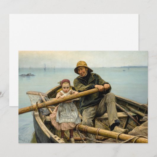 De helpende hand, 1881 door Emile Renouf Feestdagenkaart (Voorkant / Achterkant)