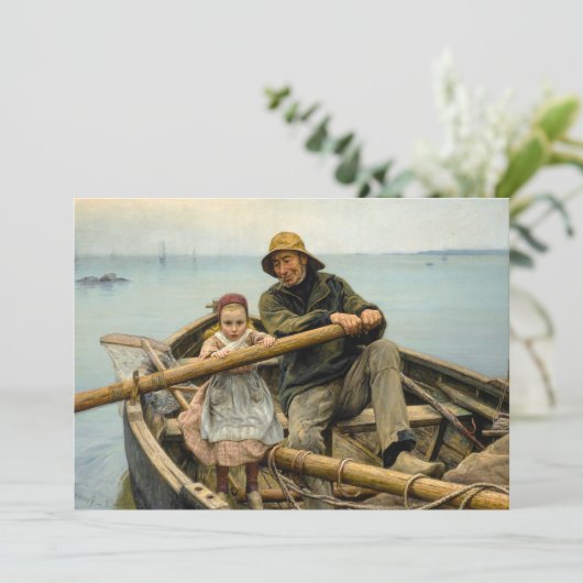 De helpende hand, 1881 door Emile Renouf Feestdagenkaart (Staand voorkant)