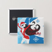 De Helper van de kerstman - Vrolijke Kerstmis Vierkante Button 5,1 Cm (Voorkant /achterkant)