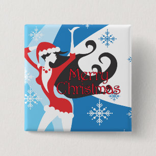 De Helper van de kerstman - Vrolijke Kerstmis Vierkante Button 5,1 Cm