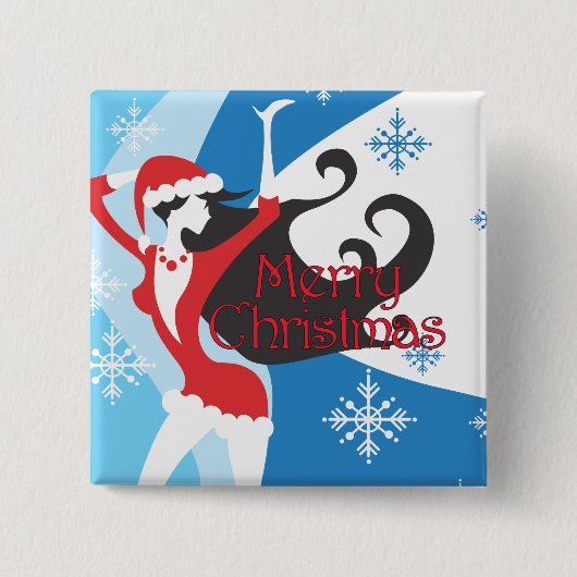 De Helper van de kerstman - Vrolijke Kerstmis Vierkante Button 5,1 Cm (Voorkant)