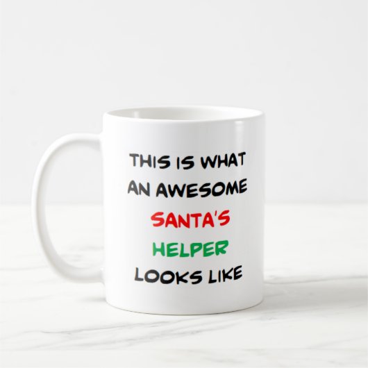 de helper van santa , geweldige koffiemok (Links)