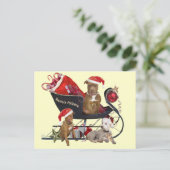 De Helpers van de Kerstman van Terrier van Pitbill Feestdagenkaart (Staand voorkant)