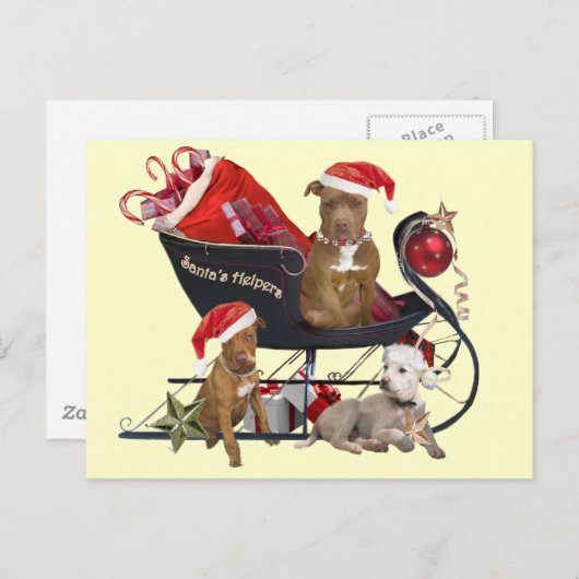 De Helpers van de Kerstman van Terrier van Pitbill Feestdagenkaart (Voorkant / Achterkant)