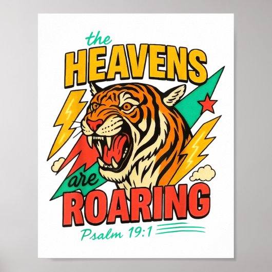 De Hemel Brult Psalm 19_1 Tijger Christelijk Poster (Voorkant)