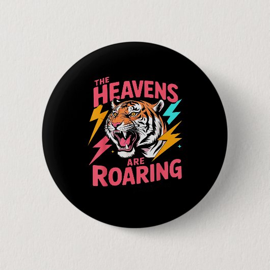 De Hemel Brult Psalm 19_1 Tijger Christelijk Ronde Button 5,7 Cm (Voorkant)