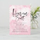 De hemel gezonden | Baby Shower | Roze Kaart (Staand voorkant)