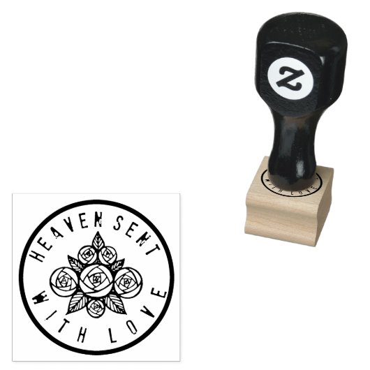 DE HEMEL GEZONDEN MET LIEFDE ROZEN RUBBERSTEMPEL (Gestempeld)