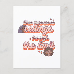 De hemel is de limiet Vrouwenrechten Roze Retro Briefkaart