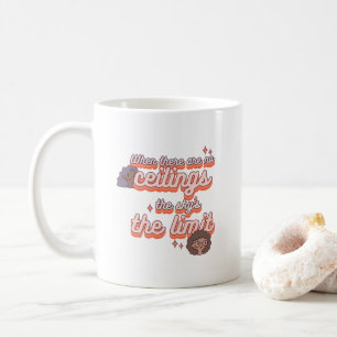 De hemel is de limiet Vrouwenrechten Roze Retro Koffiemok