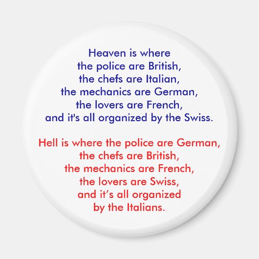 De hemel is waar de politie Brits is, de chef... Magneet (Voorkant)