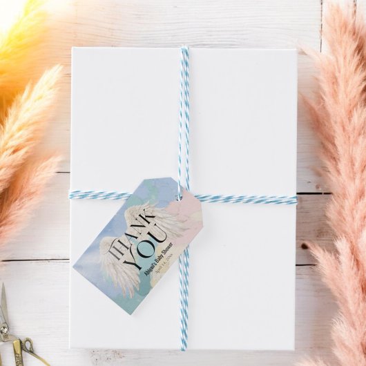 De Hemel stuurde Pastel Angel Wings Dank je wel Cadeaulabel