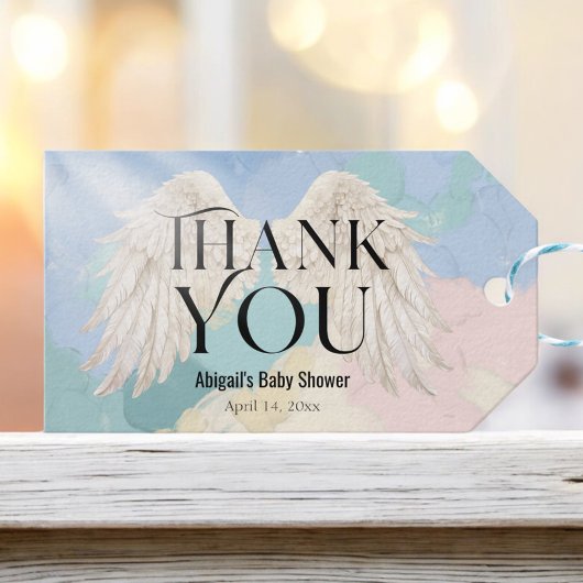 De Hemel stuurde Pastel Angel Wings Dank je wel Cadeaulabel