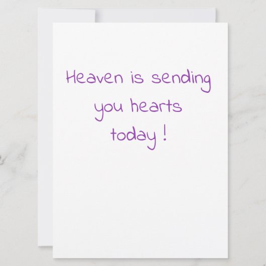 De hemel stuurt je vandaag het hart. kaart (Achterkant)