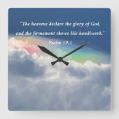 De hemel verklaart Ps. 19:1 Vierkante Klok (Voorkant)