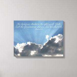 De hemelen verklaren Bible Verse Art Sky Christeli Canvas Afdruk