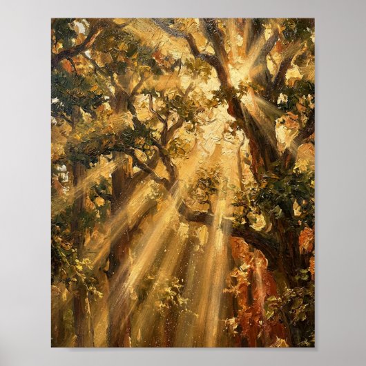 De Hemelse Afdaling: Een Studie van Gouden Stralin Poster (Voorkant)