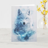 De hemelse blik van de majestueuze wolf kaart (Gele Bloem)