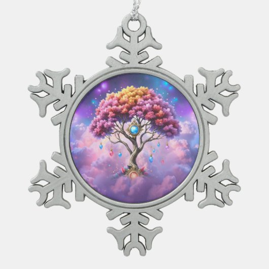 De Hemelse Boom van Worden. Tin Sneeuwvlok Ornament (Voorkant)