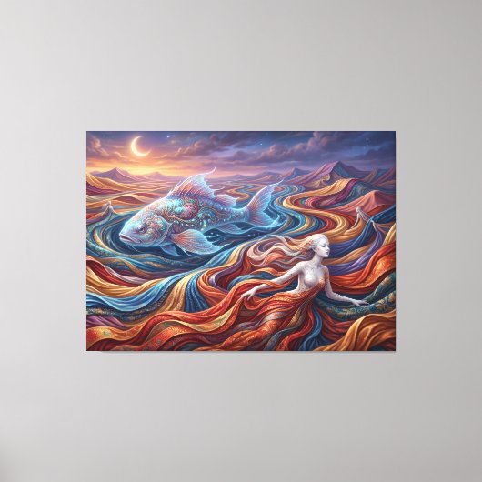 De Hemelse Vis in de Zijdewoestijn Canvas Afdruk (Voorkant)