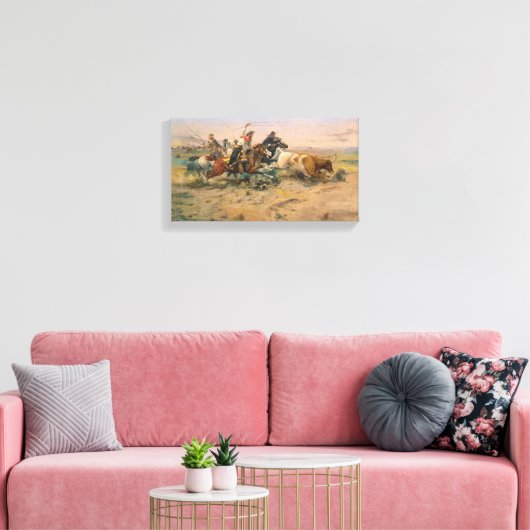 De Herd Quitter van Charles Marion Russell Canvas Afdruk (Insitu (Woonkamer))