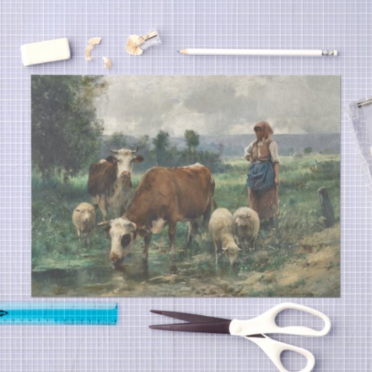 De herderin met haar kudde – Julien Dupre Tissuepapier (Craft)