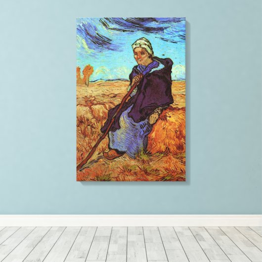 De herderin (naar Millet) door Vincent van Gogh Canvas Afdruk (Insitu (Houten vloer))