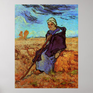 De herderin (naar Millet) door Vincent van Gogh Poster