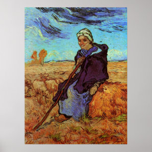 De herderin (naar Millet) door Vincent van Gogh Poster