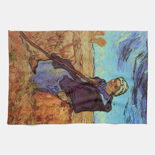 De herderin (naar Millet) door Vincent van Gogh Theedoek (Horizontaal)