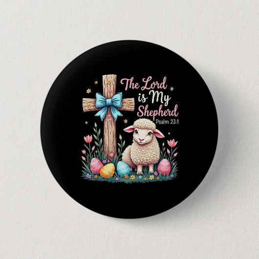 De Here is mijn herder, het Christelijke Lam Oost Ronde Button 5,7 Cm (Voorkant)