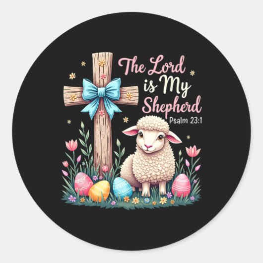 De Here is mijn herder, het Christelijke Lam Oost Ronde Sticker (Voorkant)